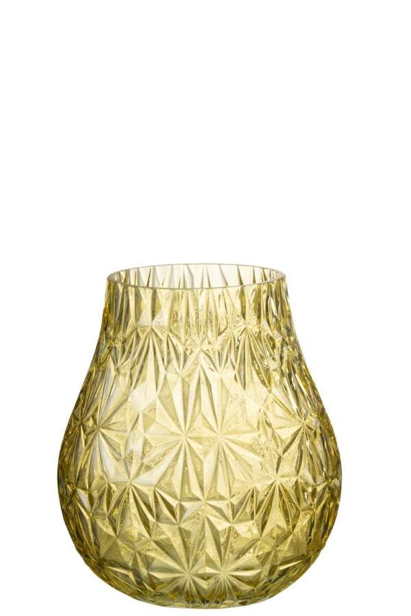 VASE NOX CUT GLASS YELLOW SMALL
