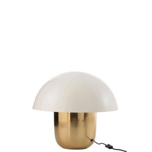 LAMP MUSHROOM IRON WHITE/GOLD LARGE