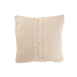 CUSHION KNITTED+BRAID COTTON WHITE