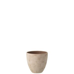 FLOWERPOT ROUND POTTERY LIGHT BEIGE MEDIUM