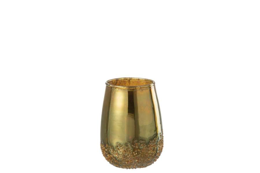 TEALIGHT HOLDER MIRROR GOLD GLASS SMALL