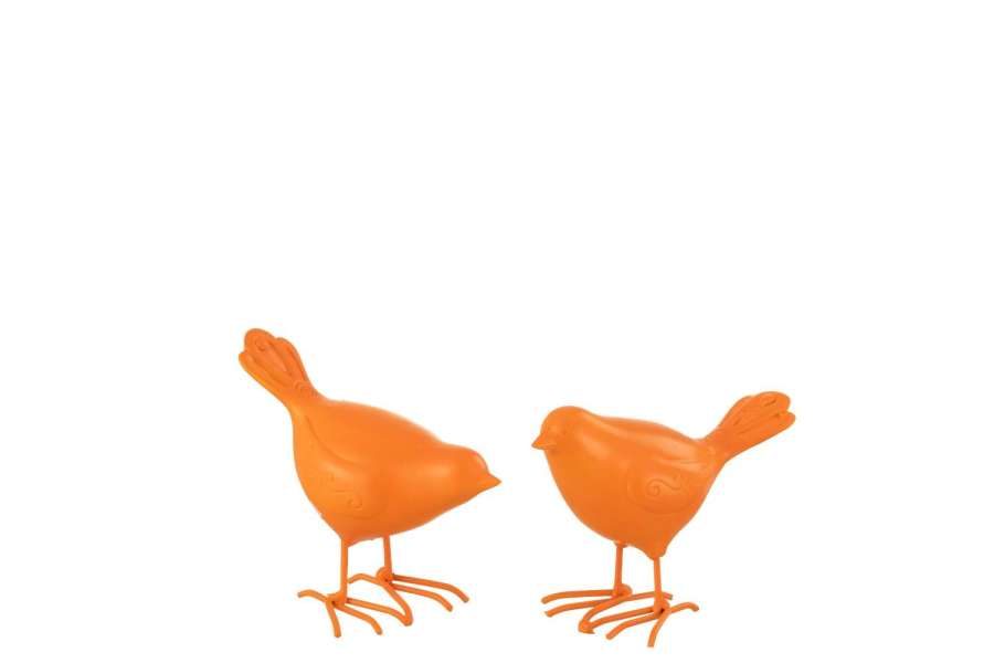 BIRD POLYRESIN ORANGE SMALL ASSORTMENT OF 2