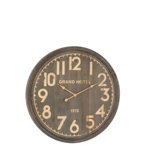 WALL CLOCK GRAND HOTEL MDF DARK NATURAL LARGE