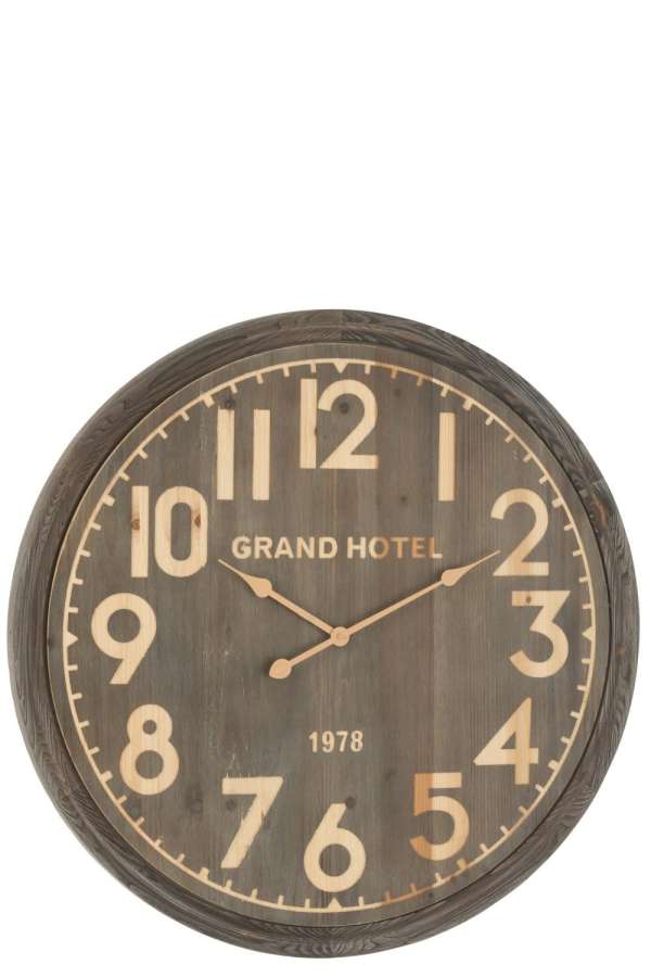 WALL CLOCK GRAND HOTEL MDF DARK NATURAL LARGE