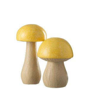 SET OF 2 MUSHROOMS OUTDOOR MGO YELLOW