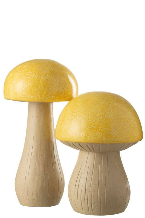 SET OF 2 MUSHROOMS OUTDOOR MGO YELLOW