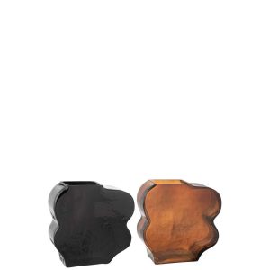 VASE IRREGULAR GLASS CAMEL/DARK BROWN SMALL ASSORTMENT OF 2