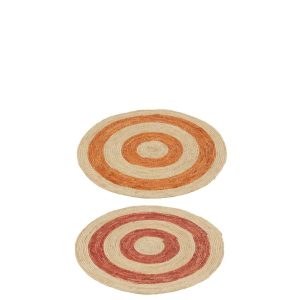 RUG ROUND CIRCLES CORN HUSK ORANGE/RED MEDIUM ASSORTMENT OF 2