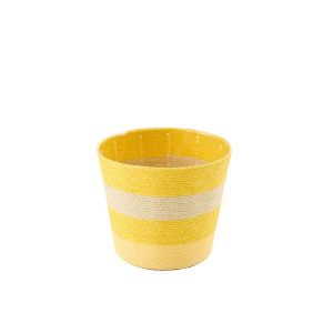 FLOWERPOT STRIPED PAPER YELLOW/NATURAL MEDIUM