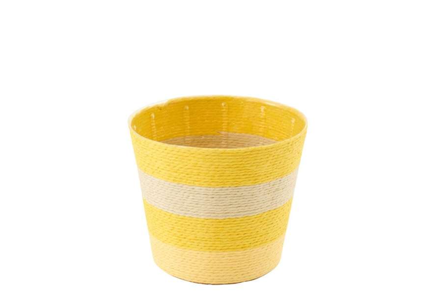 FLOWERPOT STRIPED PAPER YELLOW/NATURAL MEDIUM