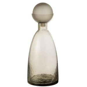 VASE BOTTLE+CAP YARA GLASS GREIGE LARGE