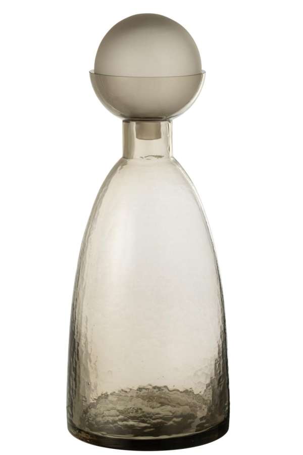 VASE BOTTLE+CAP YARA GLASS GREIGE LARGE