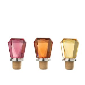 BOTTLE STOPPER GEOMETRIC GLASS YELLOW/ORANGE ASSORTMENT OF 3