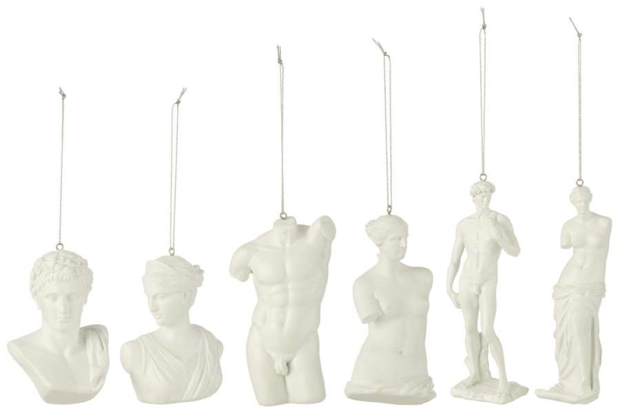 BOX OF 6 HANGER ROMAN STATUE RESIN WHITE