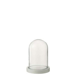 DECORATIVE BELL JAR GLASS WHITE SMALL