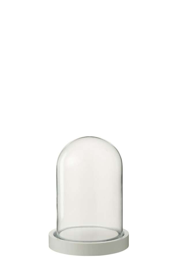 DECORATIVE BELL JAR GLASS WHITE SMALL