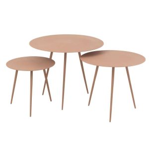 SET OF 3 SIDETABLE IRON OLD PINK