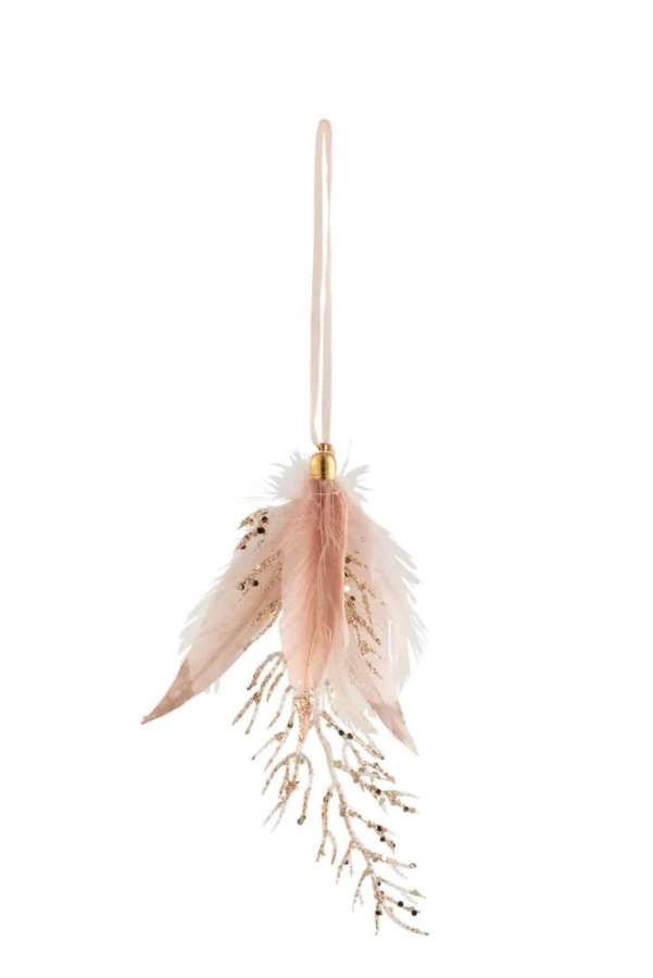 HANGER FEATHERS+STONE GLITTER LIGHT PINK