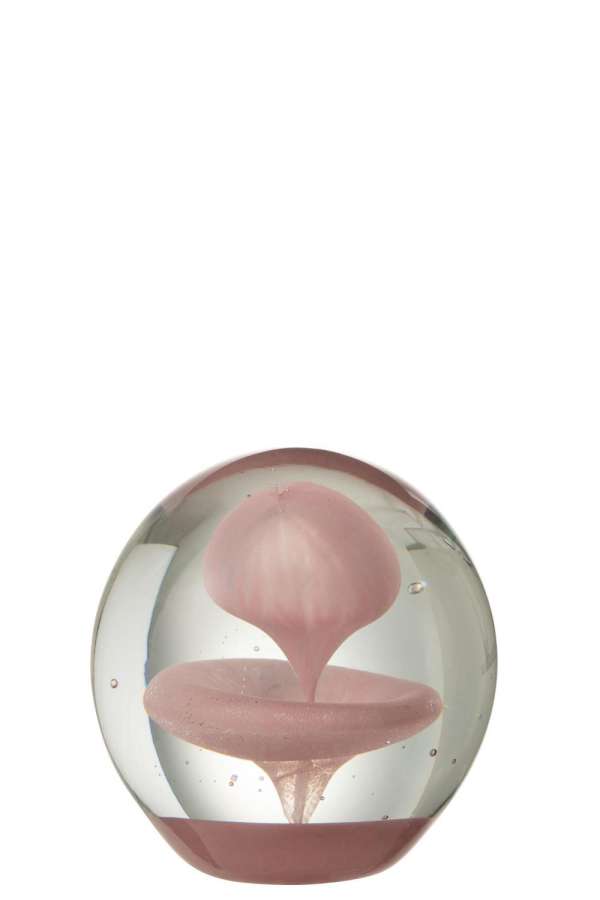 PAPERWEIGHT BUBBLE GLASS PINK LARGE