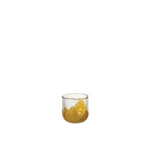 CANDLEHOLDER STRASS GLASS TR/GOLD SMALL