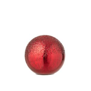 BALL LED CRACKLED GLASS CHRISTMAS RED SMALL