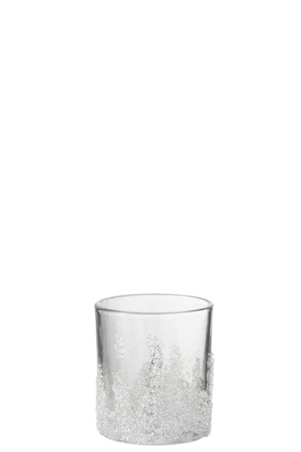 TEALIGHT HOLDER SUGAR BOTTOM GLASS CLEAR MEDIUM