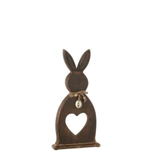 RABBIT HEART+EGG MANGO WOOD DARK BROWN MEDIUM