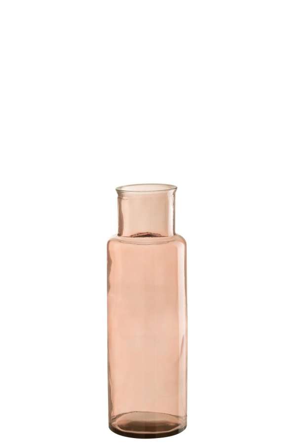 VASE CYLINDER GLASS LIGHT PINK SMALL