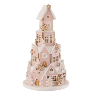 GINGERBREAD HOUSE PINK/WHITE LARGE