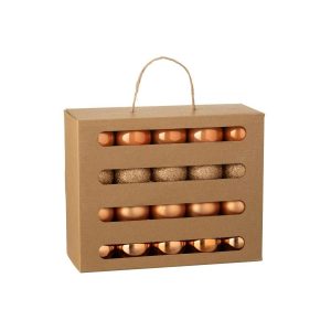 BOX OF 40 CHRISTMAS BAUBLE PLASTIC ORANGE