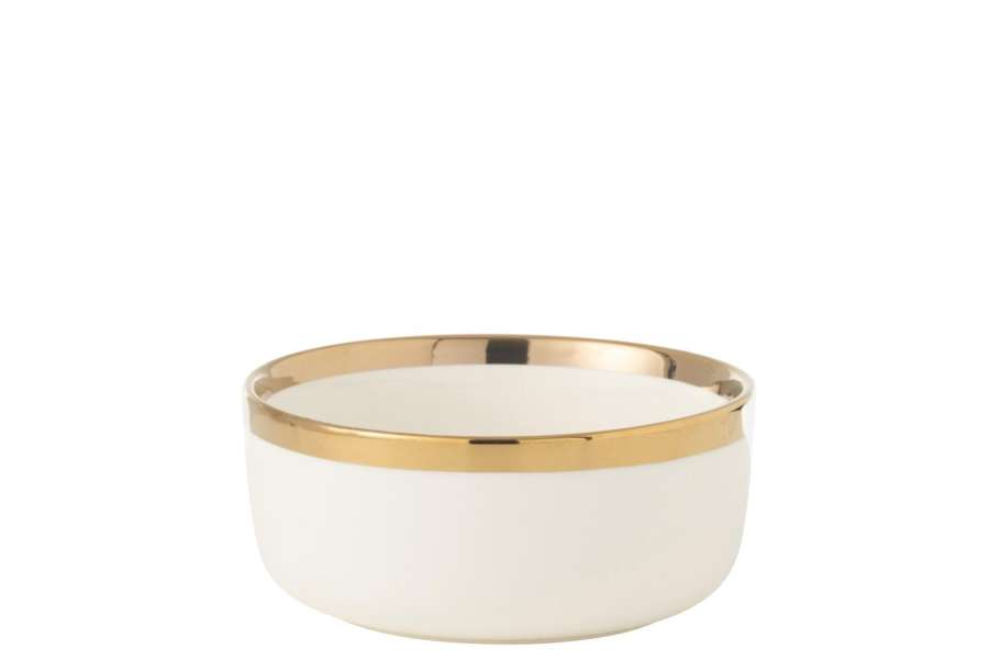 BOWL  CERAMIC WHITE/GOLD
