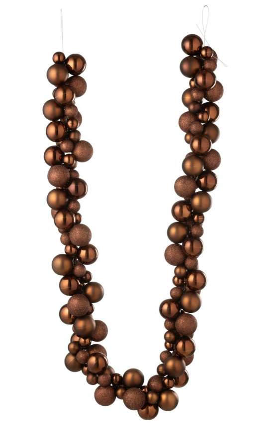 GARLAND CHRISTMAS BAUBLES PLASTIC DARK BROWN