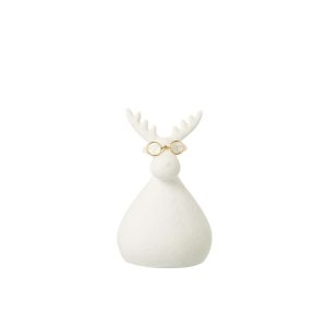 REINDEER GLASSES PORCELAIN WHITE/GOLD COLORED SMALL