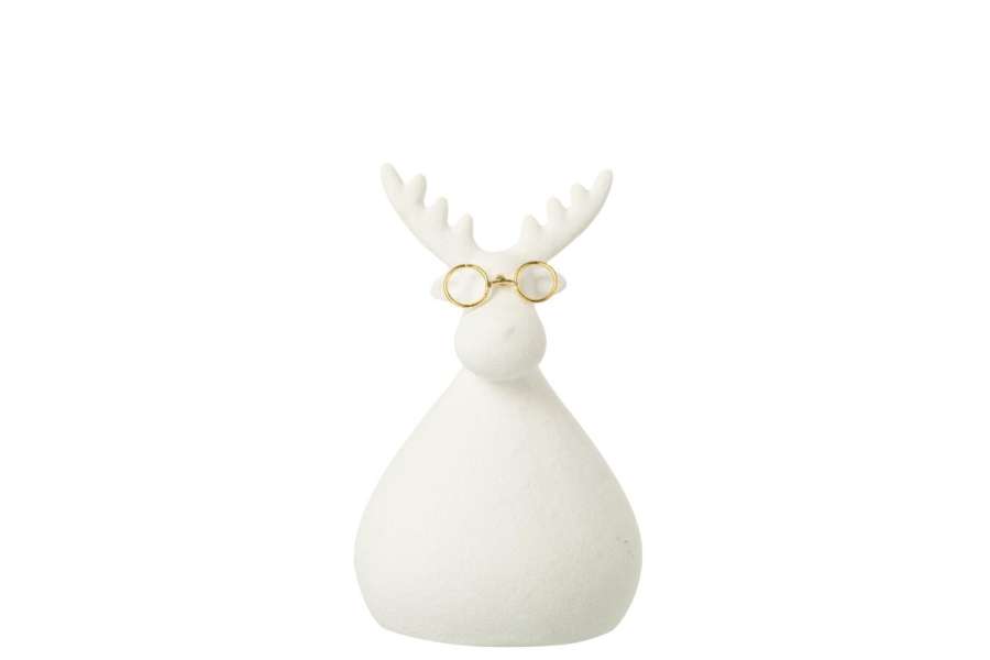 REINDEER GLASSES PORCELAIN WHITE/GOLD COLORED SMALL