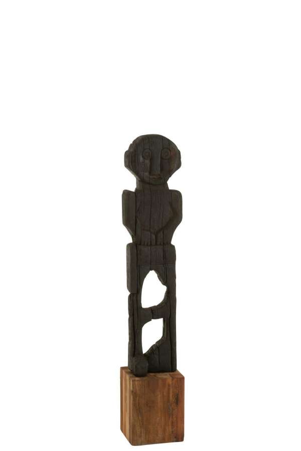 STATUE MARA RECYCLED WOOD BLACK/NATURAL