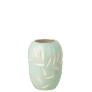 VASE LEAVES PORCELAIN LIGHT BLUE SMALL