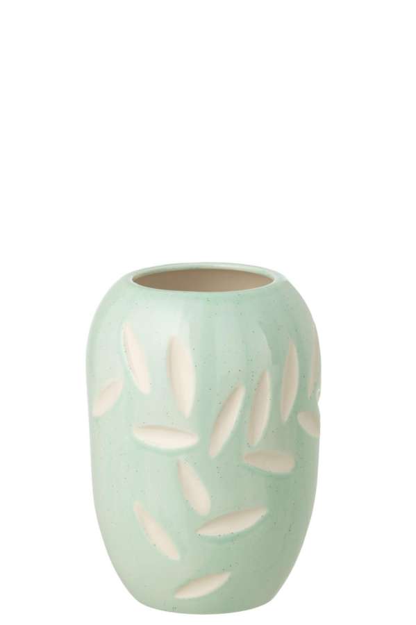 VASE LEAVES PORCELAIN LIGHT BLUE SMALL