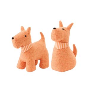 DOORSTOP DOG + SCARF POLYESTER ORANGE SMALL ASSORTMENT OF 2