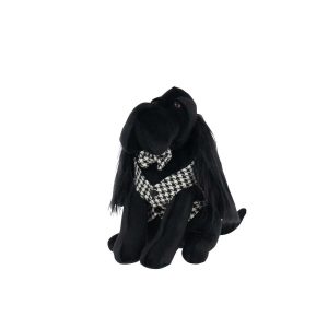 DOORSTOP DOG PIED-DE-POULE POLYESTER BLACK/WHITE