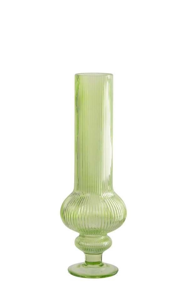 VASE ADA RIBBED GLASS GREEN MEDIUM