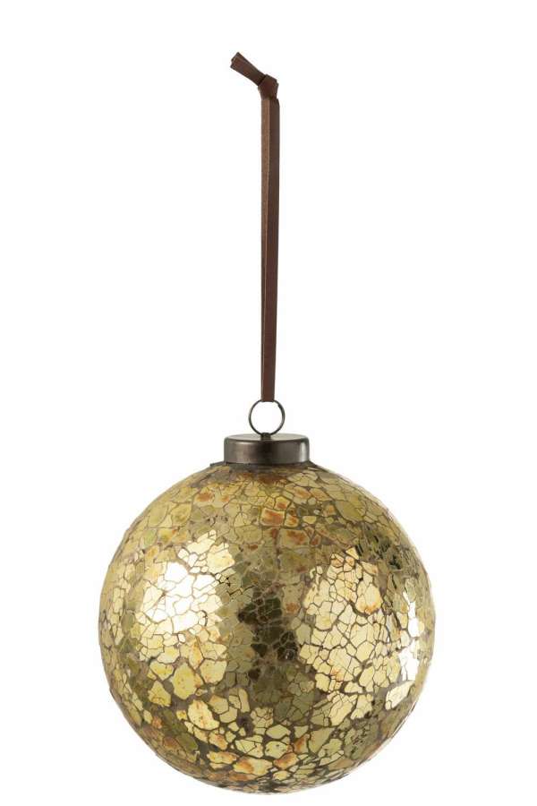 XMAS BAUBLE BROKEN GLASS GOLD LARGE