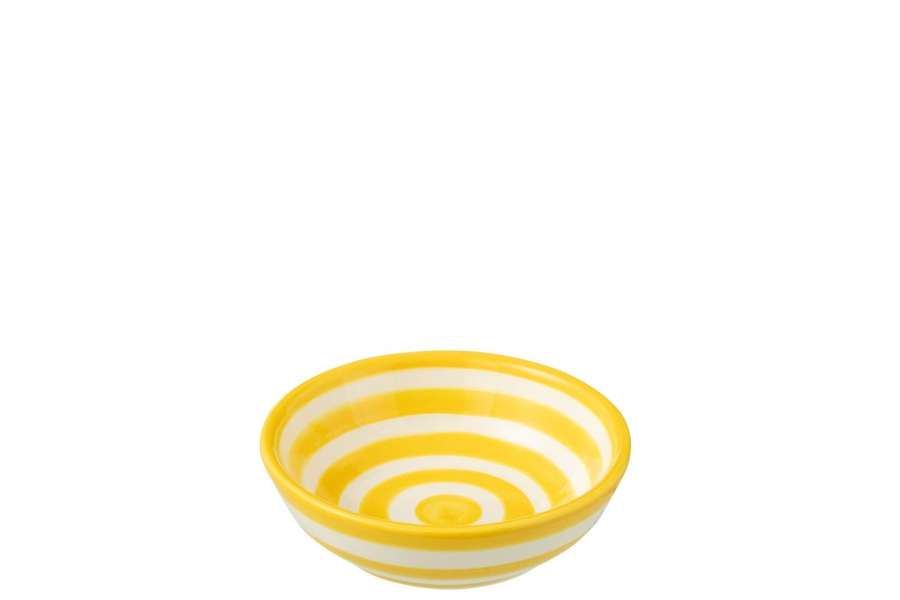 BOWL GRANADA STRIPES LOW CERAMIC WHITE/YELLOW SMALL