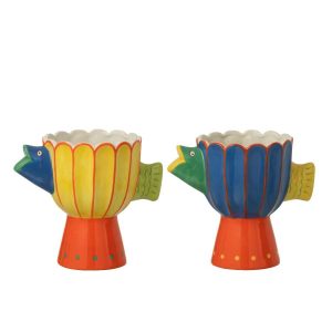 VASE FISH DOTS DOLOMITE MULTICOLORED ASSORTMENT OF 2