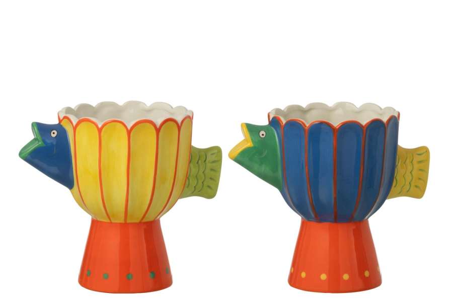 VASE FISH DOTS DOLOMITE MULTICOLORED ASSORTMENT OF 2