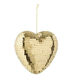 HANGER MIRROR HEART FOAM GOLD COLORED