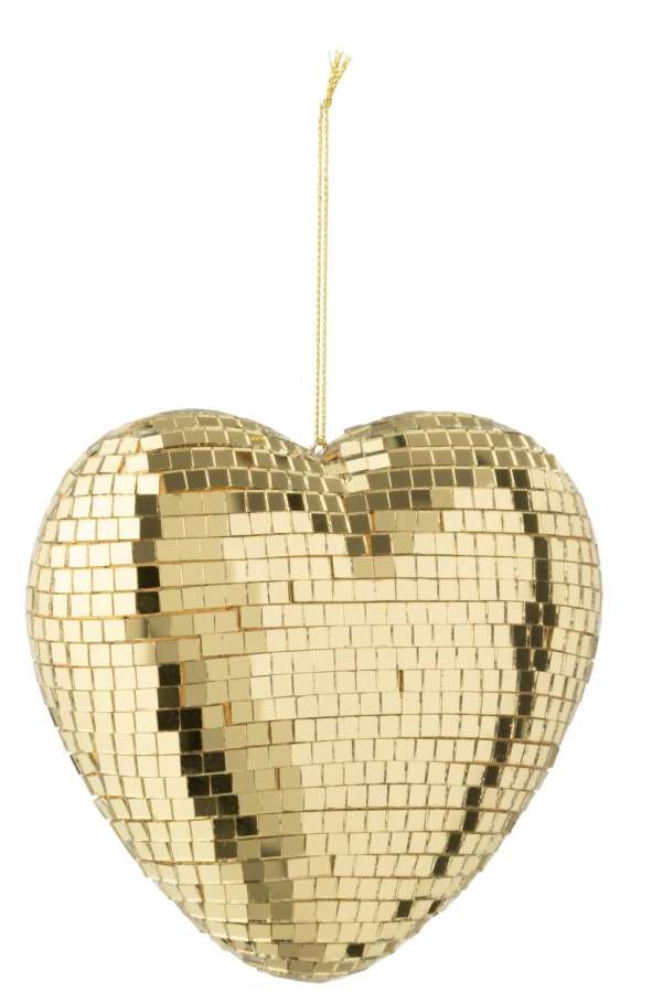 HANGER MIRROR HEART FOAM GOLD COLORED