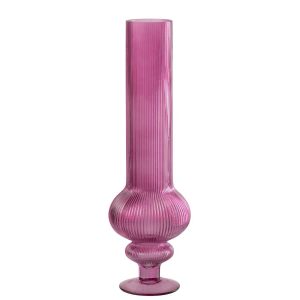 VASE ADA RIBBED GLASS FUCHSIA LARGE