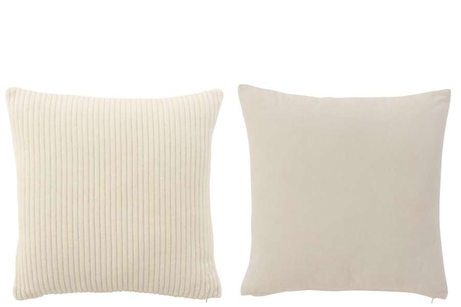 CUSHION VELVET SQUARE COTTON WHITE ASSORTMENT OF 2