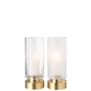 CANDLEHOLDER/VASE PIA GLASS/COPPER TRANSPARENT/GOLD MEDIUM ASSORTMENT OF 2