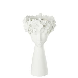 FLOWERPOT HEAD RESIN WHITE LARGE